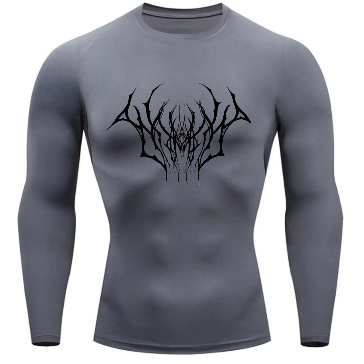 Camiseta Compressão Proteção Uv Estampada Na Frente Tecido Gelado Segunda Pele Manga Longa Cyber Tribal Draion