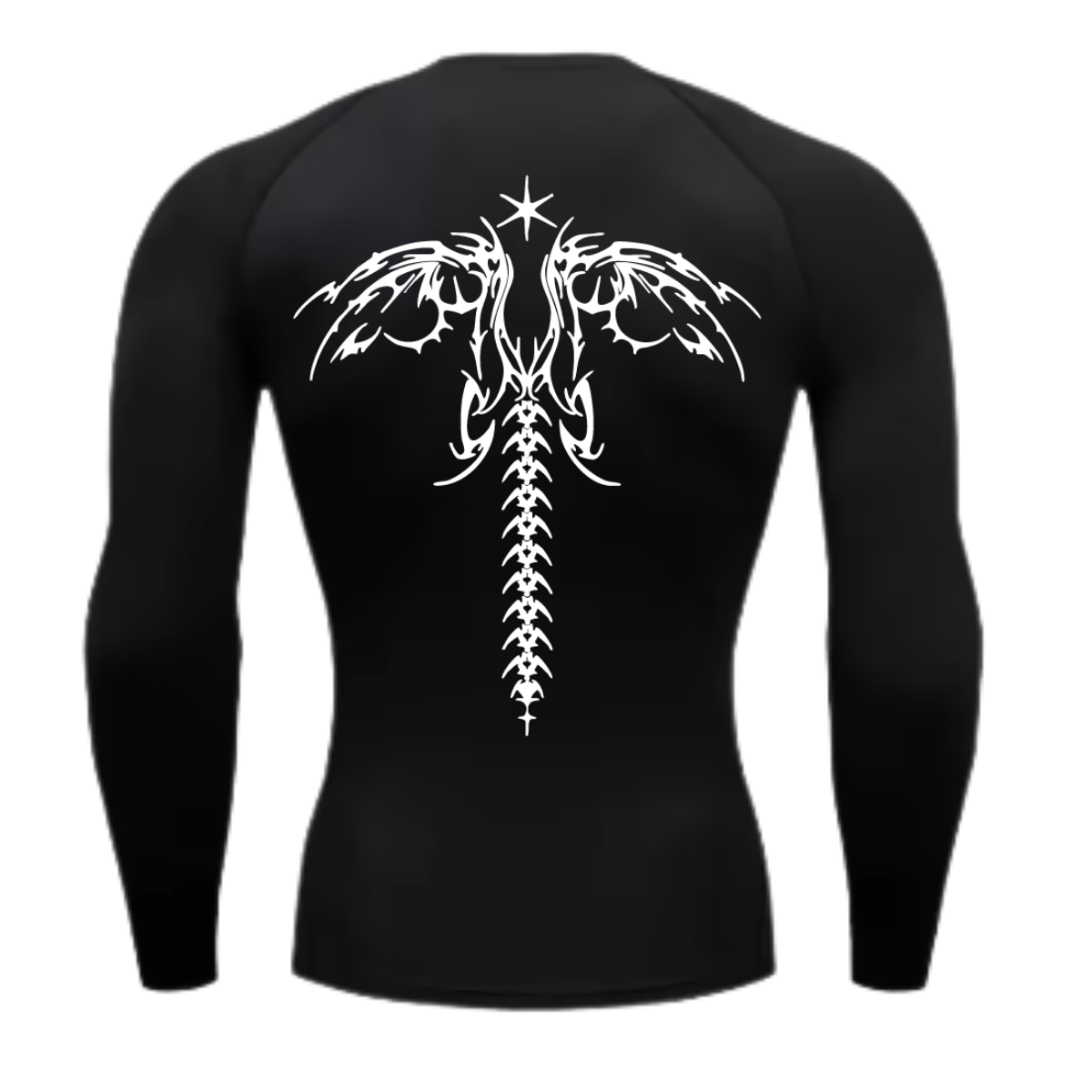 Camiseta Longa Compressão Proteção UV Cyber Tribal Asas 02 Costas