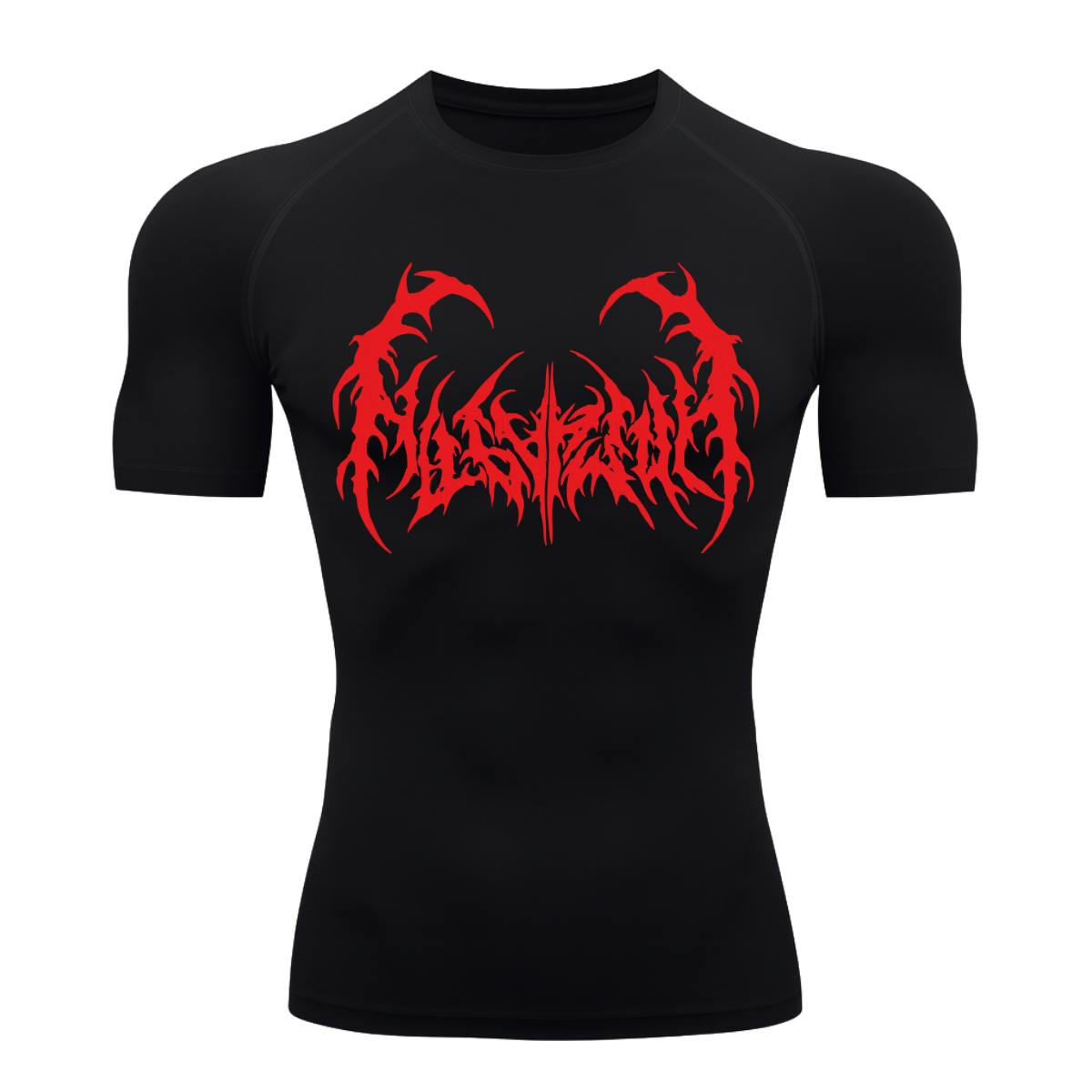 Camiseta Curta Compressão Proteção UV Cyber Tribal Dark Metal Rash Guard