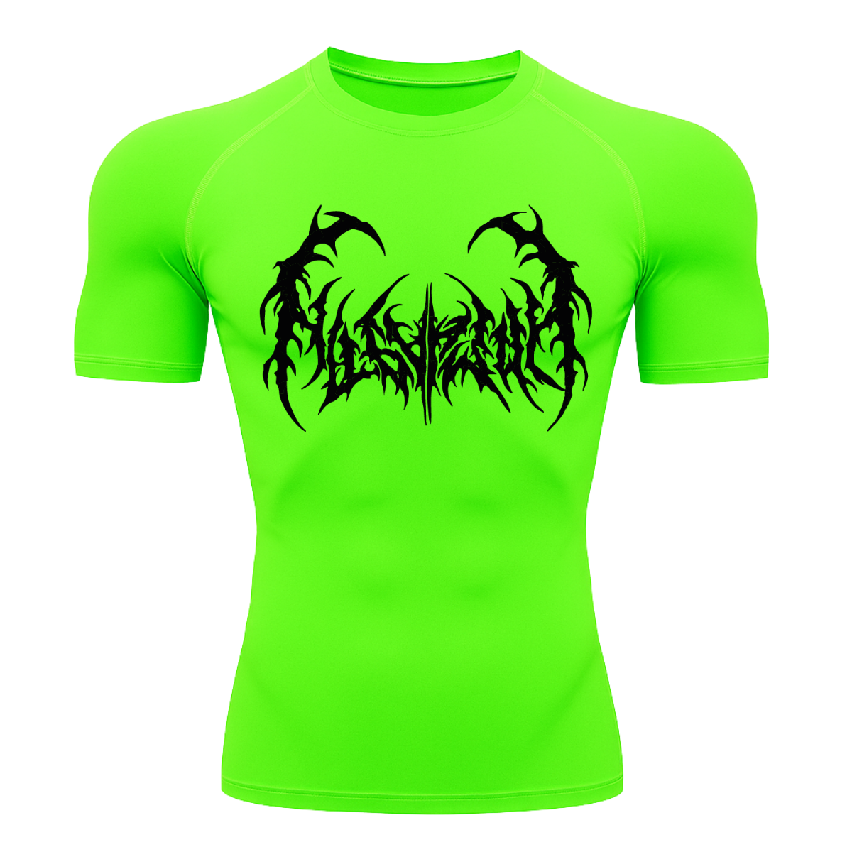 Camiseta Curta Compressão Proteção UV Cyber Tribal Dark Metal Rash Guard