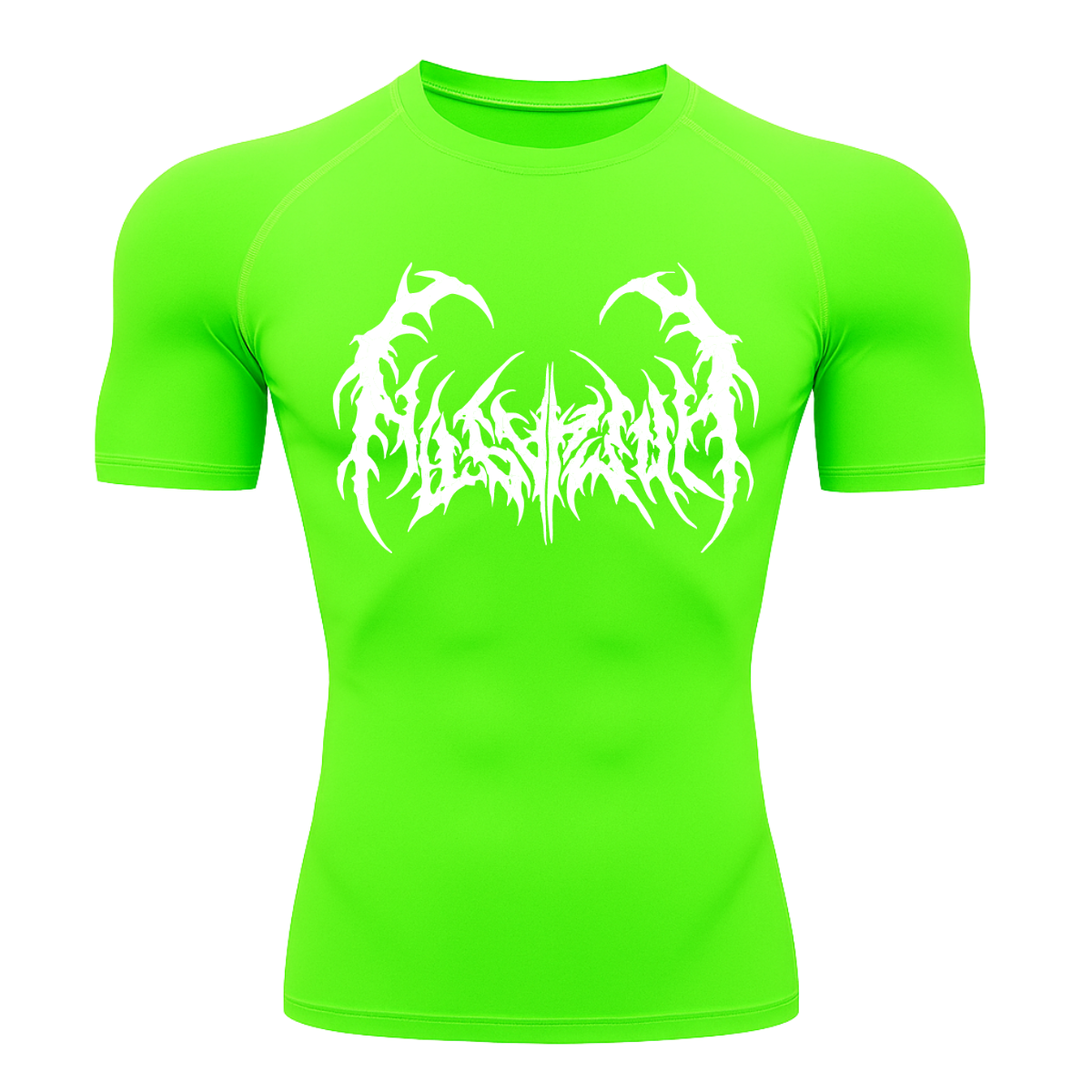 Camiseta Curta Compressão Proteção UV Cyber Tribal Dark Metal Rash Guard