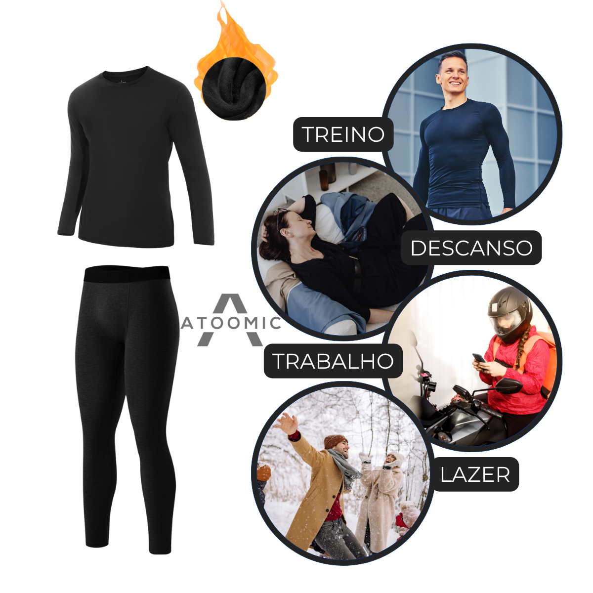 Kit Calça e Camisa Peluciada Térmica Segunda Pele