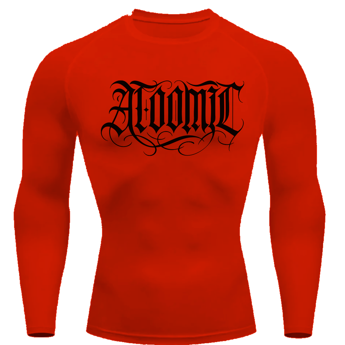 Camiseta Compressão Térmica Proteção UV +50 Manga Longa Lettering Tattoo Atoomic Escrita Gótica