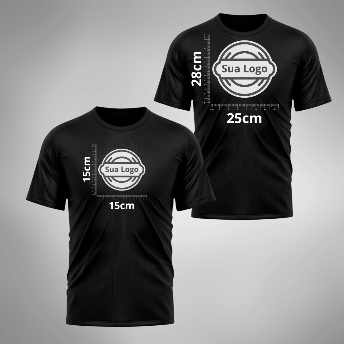 Camiseta PERSONALIZADA UV Curta Preta Estampa Logo