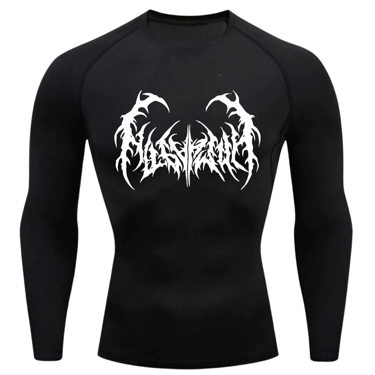 Camiseta Longa Compressão Proteção UV Cyber Tribal Dark Metal Frente