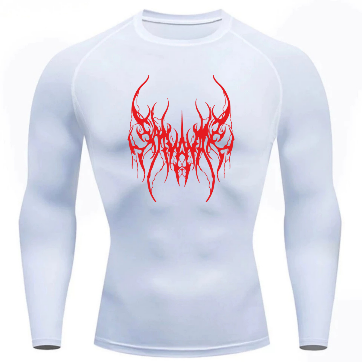 Camiseta Longa Compressão Proteção UV Cyber Tribal Save Me Frente