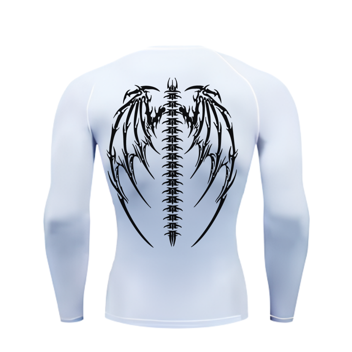 Camiseta Longa Compressão Proteção UV Cyber Tribal Asas 01 Costas