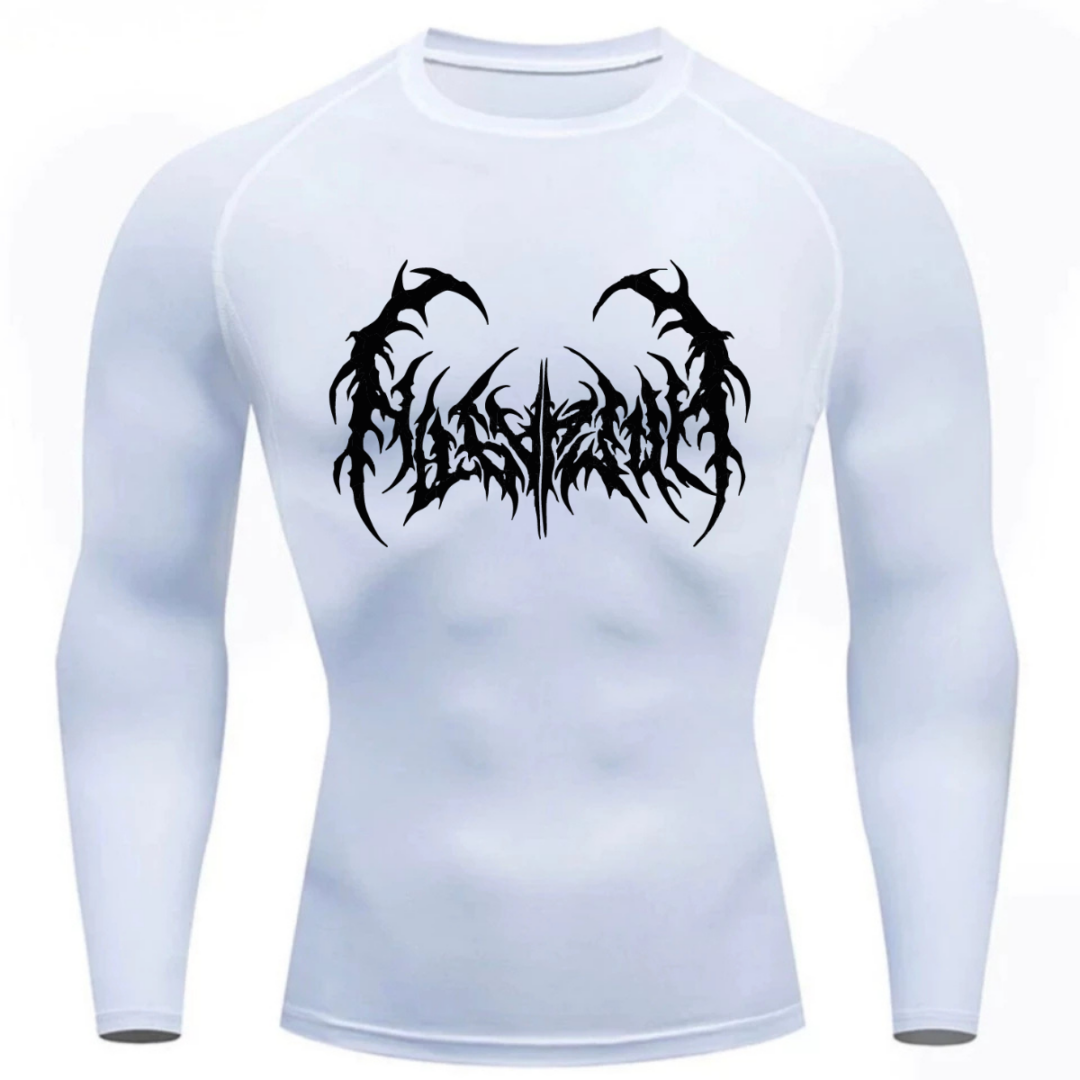 Camiseta Longa Compressão Proteção UV Cyber Tribal Dark Metal Frente