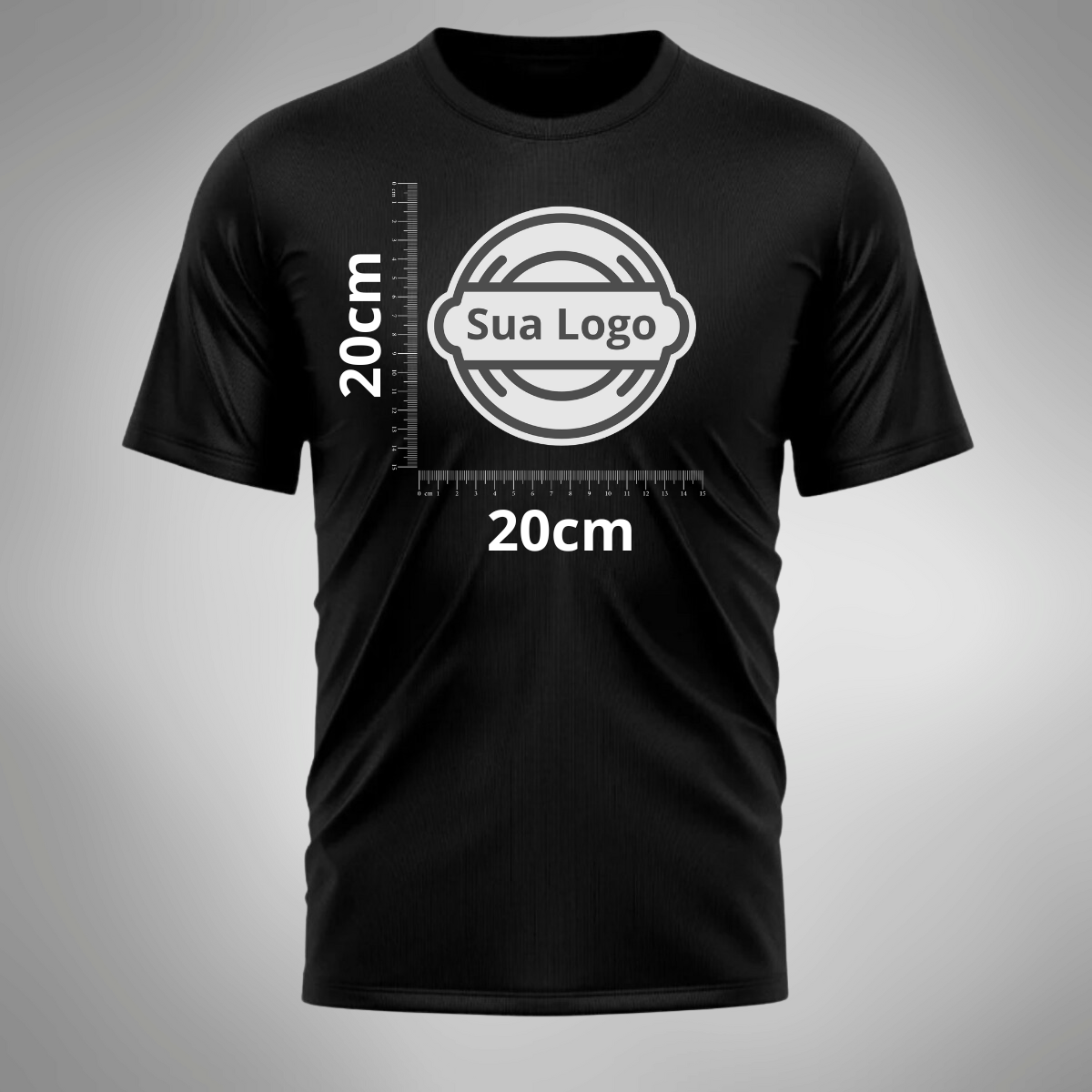 Camiseta PERSONALIZADA UV Curta Preta Estampa Logo