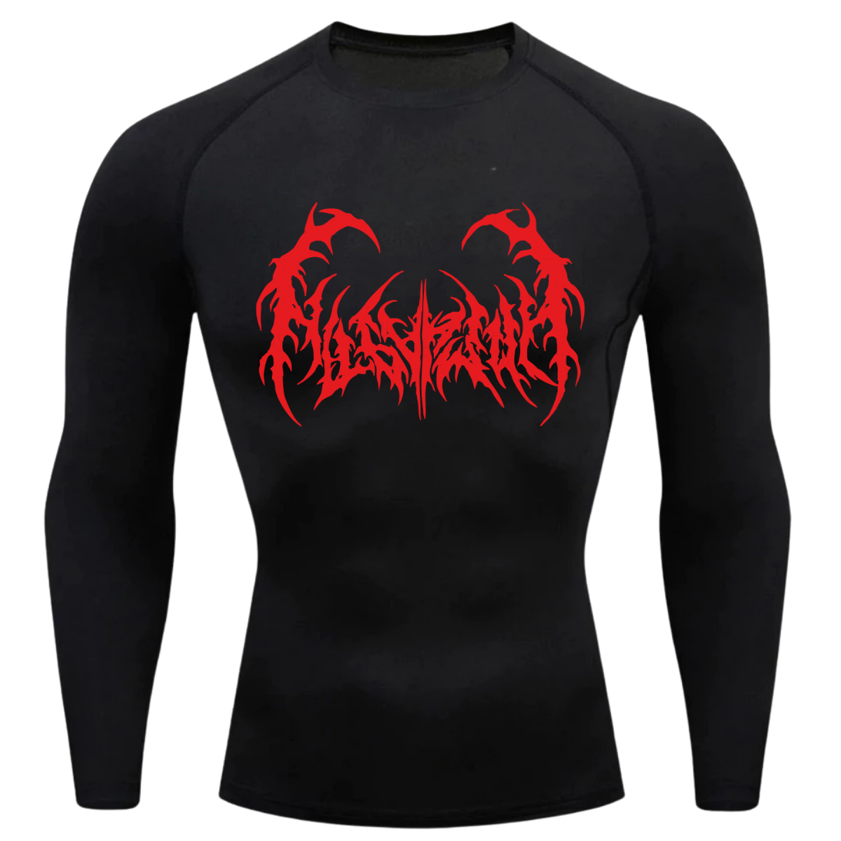 Camiseta Longa Compressão Proteção UV Cyber Tribal Dark Metal Frente
