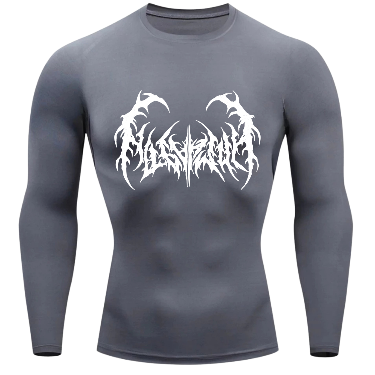 Camiseta Longa Compressão Proteção UV Cyber Tribal Dark Metal Frente