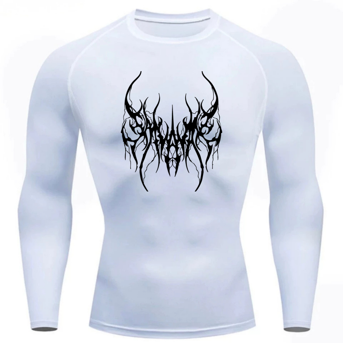 Camiseta Longa Compressão Proteção UV Cyber Tribal Save Me Frente