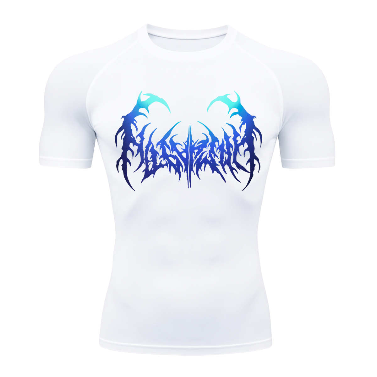 Camiseta Curta Compressão Proteção UV Cyber Tribal Dark Metal Rash Guard