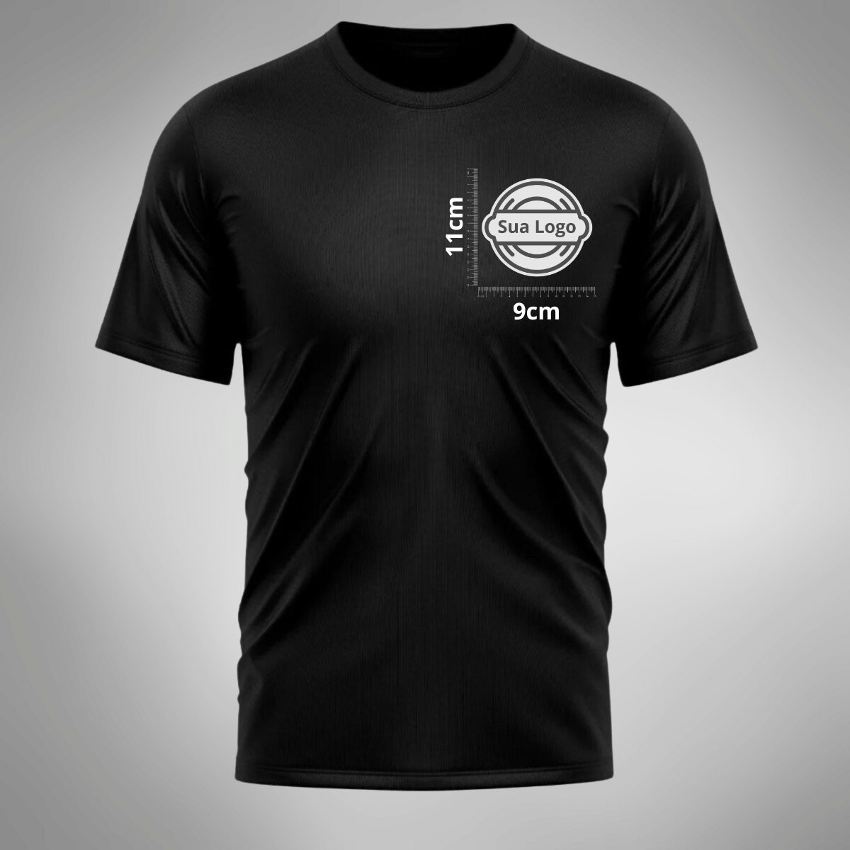 Camiseta PERSONALIZADA UV Curta Preta Estampa Logo