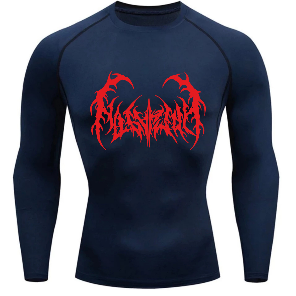 Camiseta Longa Compressão Proteção UV Cyber Tribal Dark Metal Frente