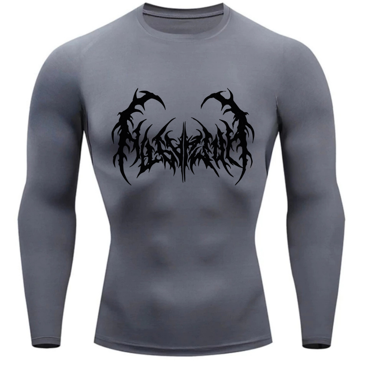 Camiseta Longa Compressão Proteção UV Cyber Tribal Dark Metal Frente