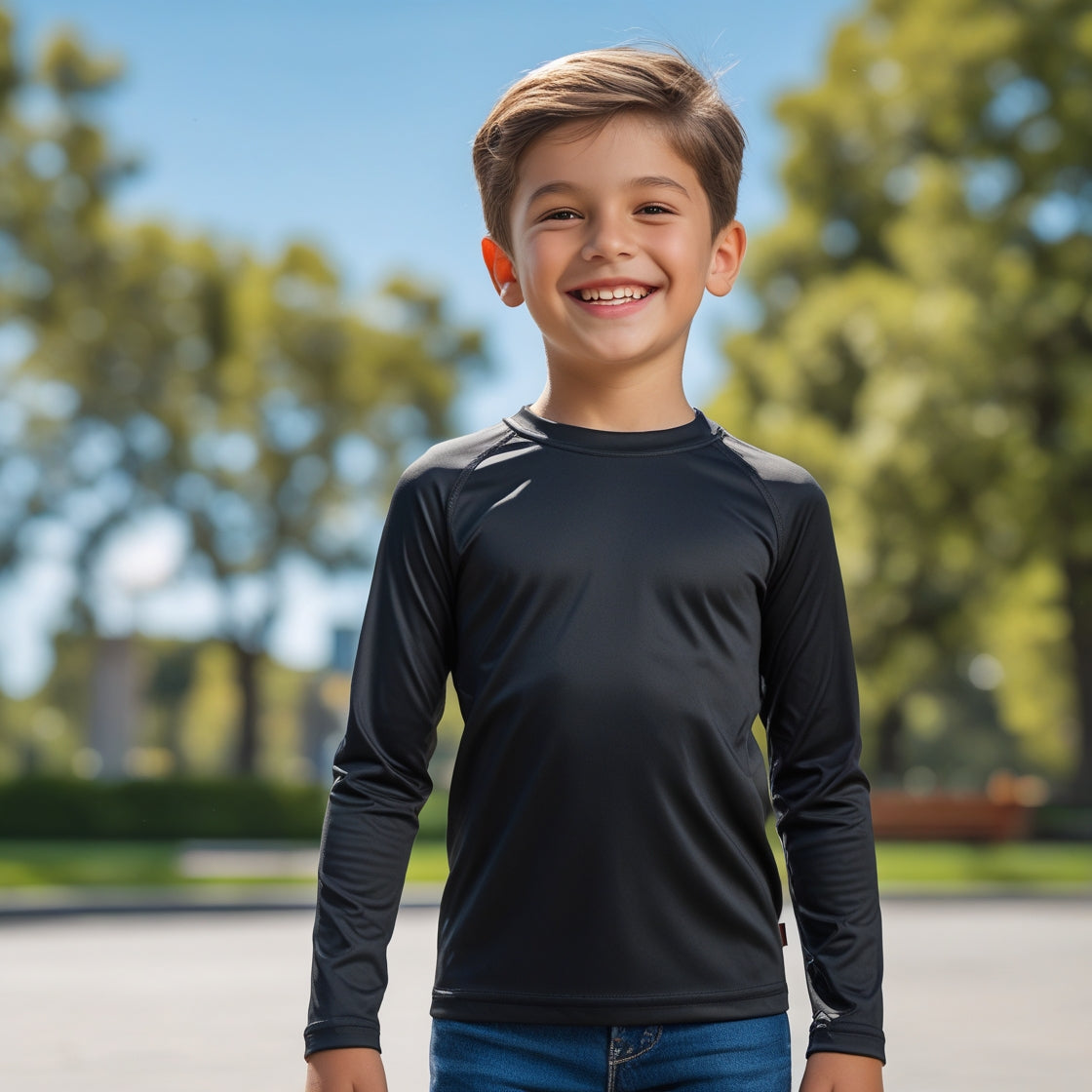 Camiseta Térmica Preto Infantil Proteção Solar Uv 50+ Camisa