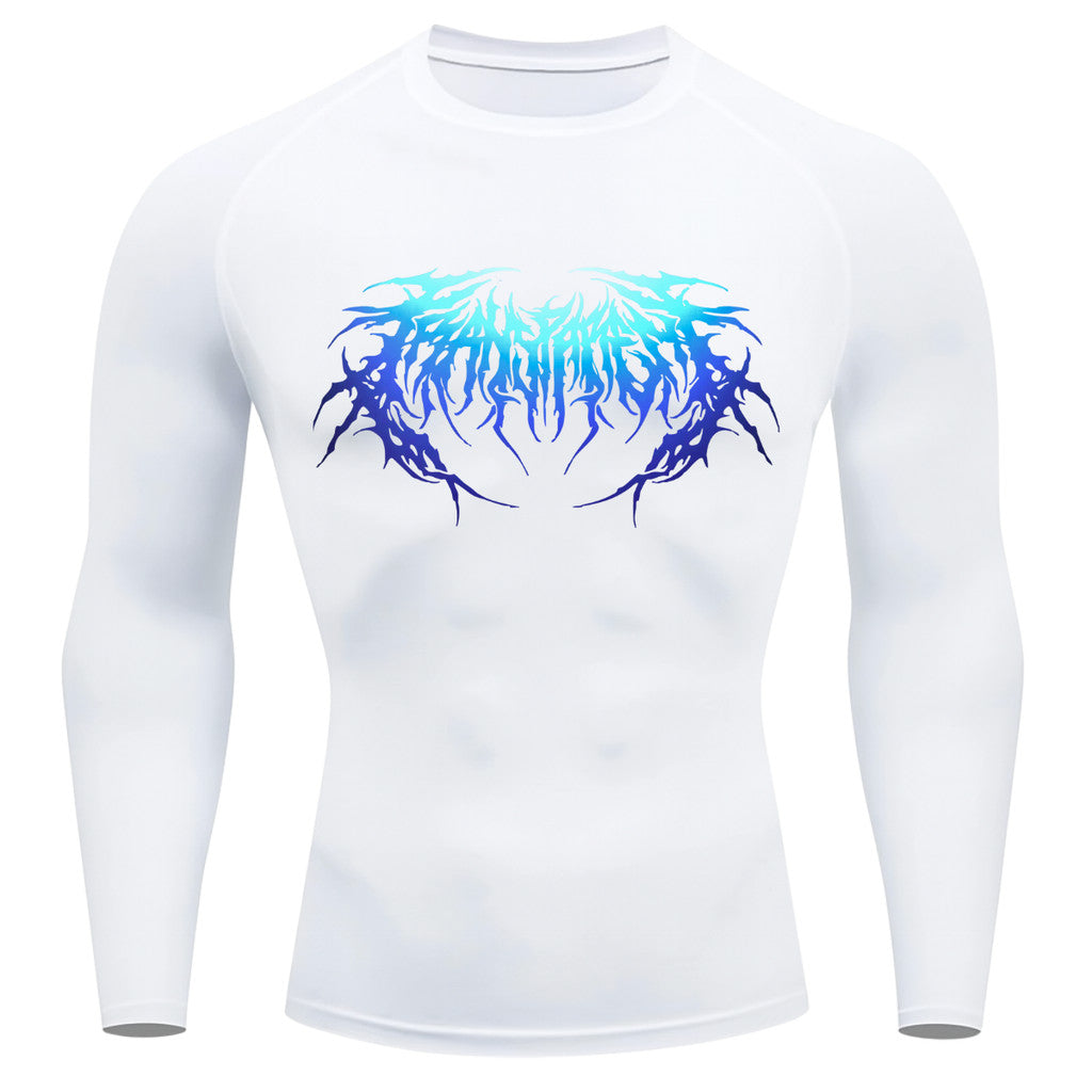 Camiseta Compressão Manga Longa Cyber Tribal Dark Metal Degradê
