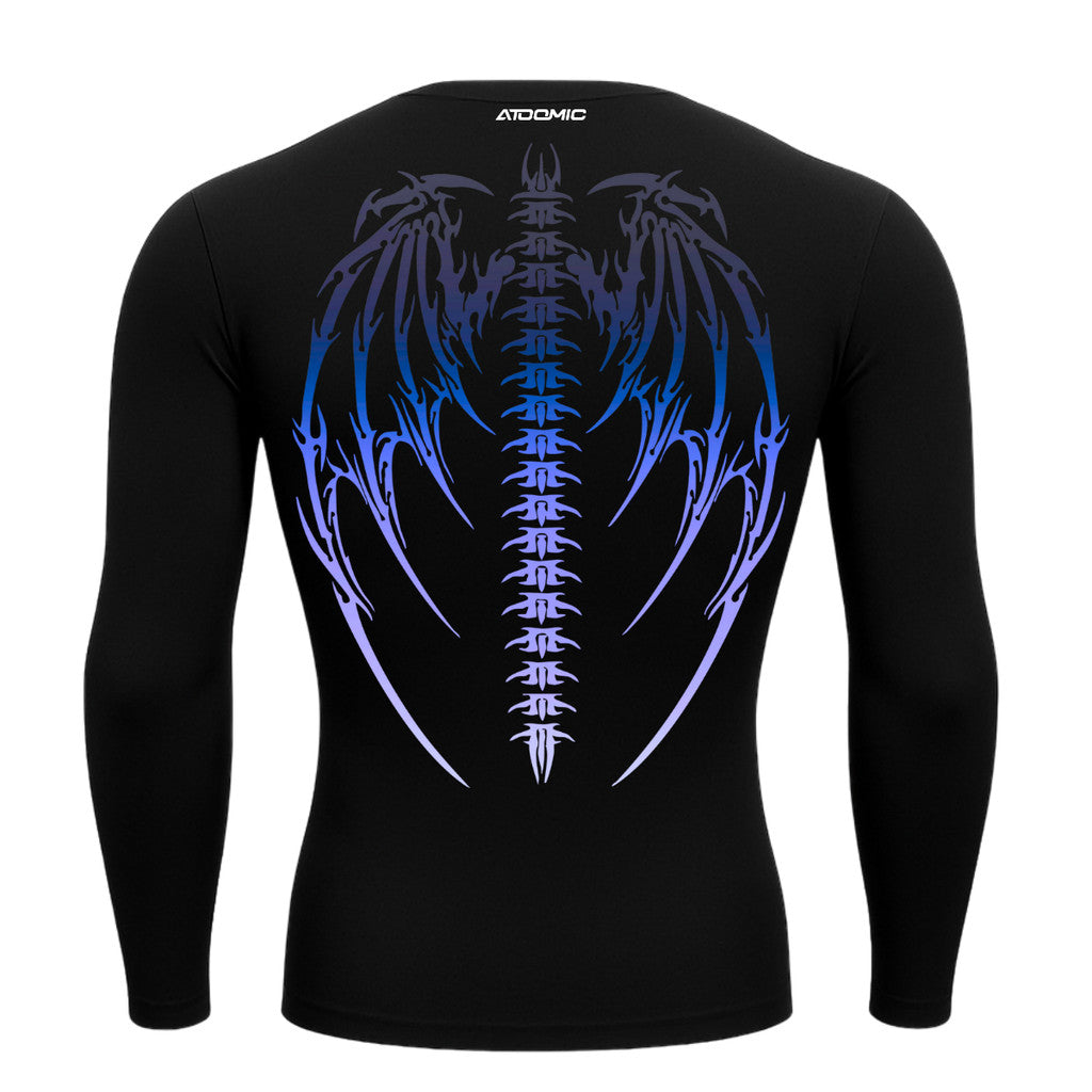 Camiseta Compressão Manga Longa Cyber Tribal Dark Metal Degradê
