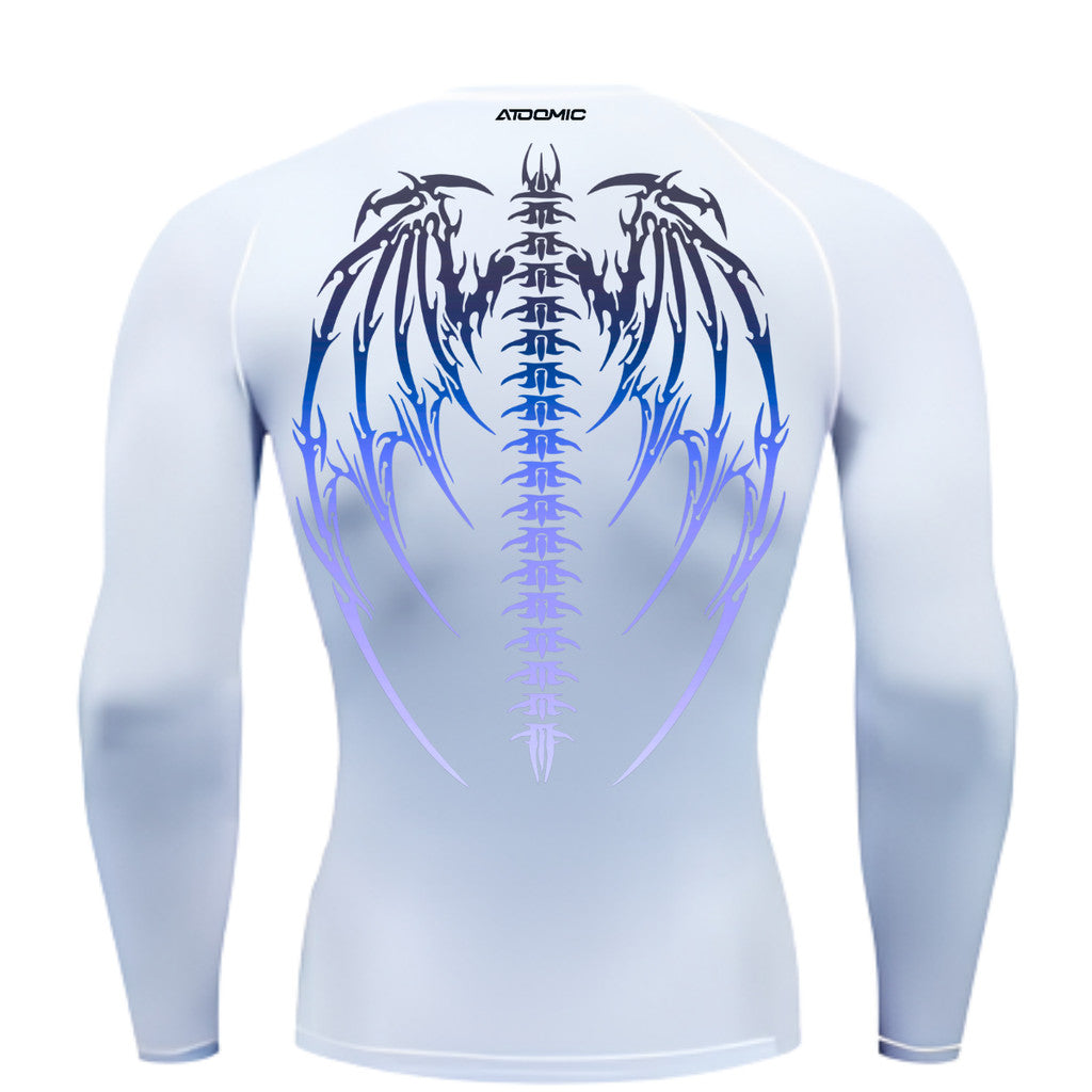 Camiseta Compressão Manga Longa Cyber Tribal Dark Metal Degradê