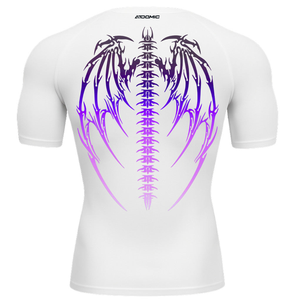 Camiseta Compressão Manga Curta Cyber Tribal Degradê Estilo Futurista Moda Alternativa Rash Guard