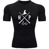 Camiseta Compressão Manga Curta Proteção UV Harry Potter Rash Guard