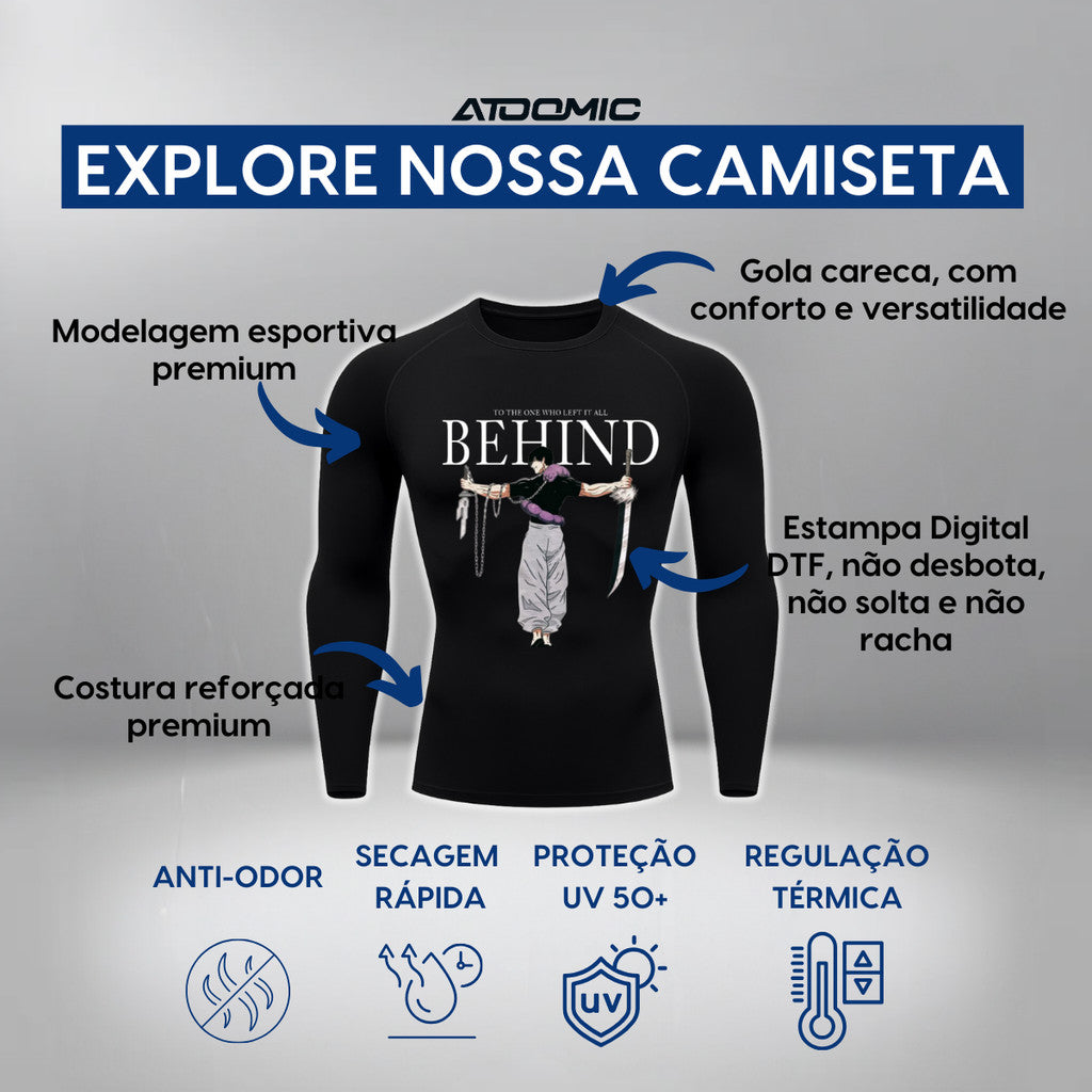 Camiseta Compressão Manga Longa Proteção UV Harry Potter Rash Guard