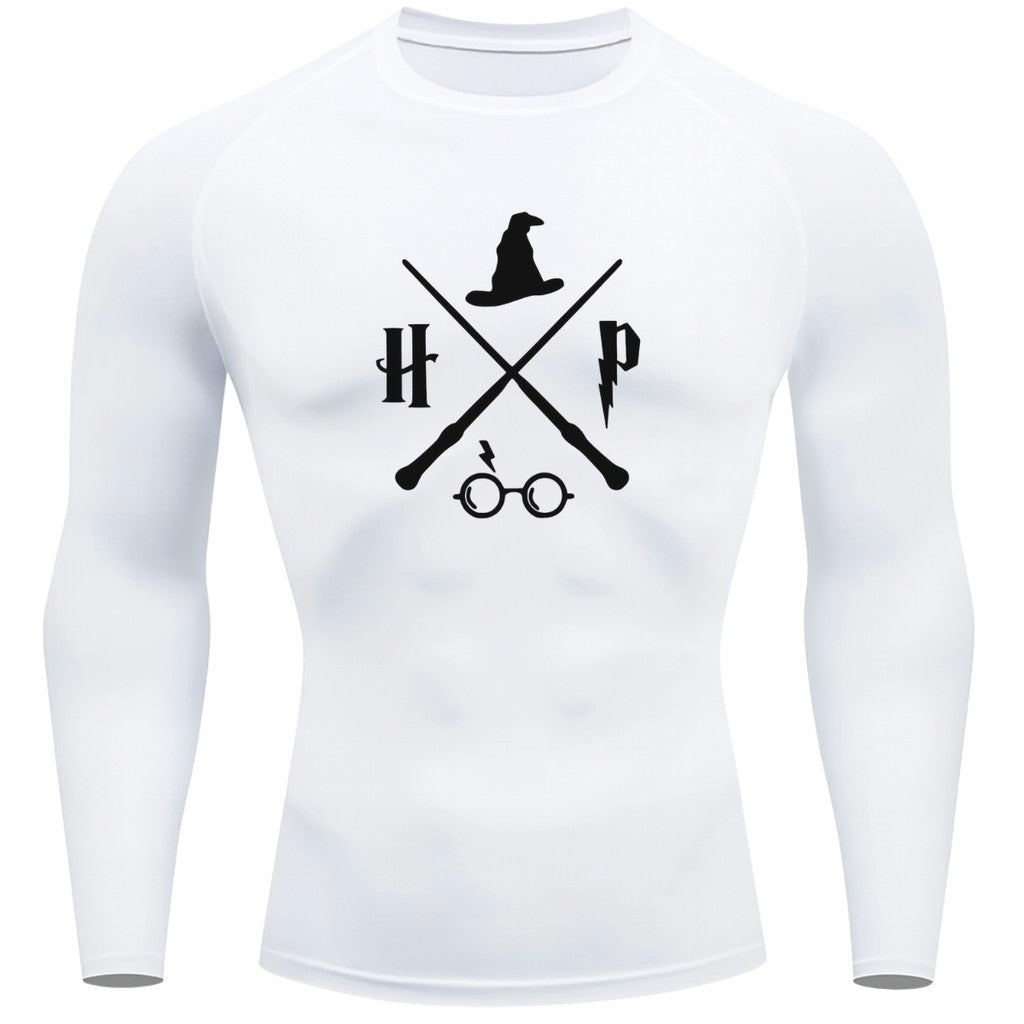 Camiseta Compressão Manga Longa Proteção UV Harry Potter Rash Guard