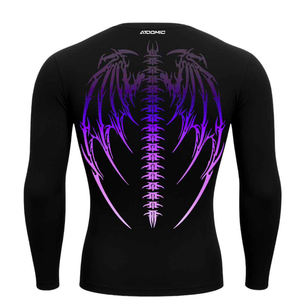 Camiseta Compressão Manga Longa Cyber Tribal Dark Metal Degradê
