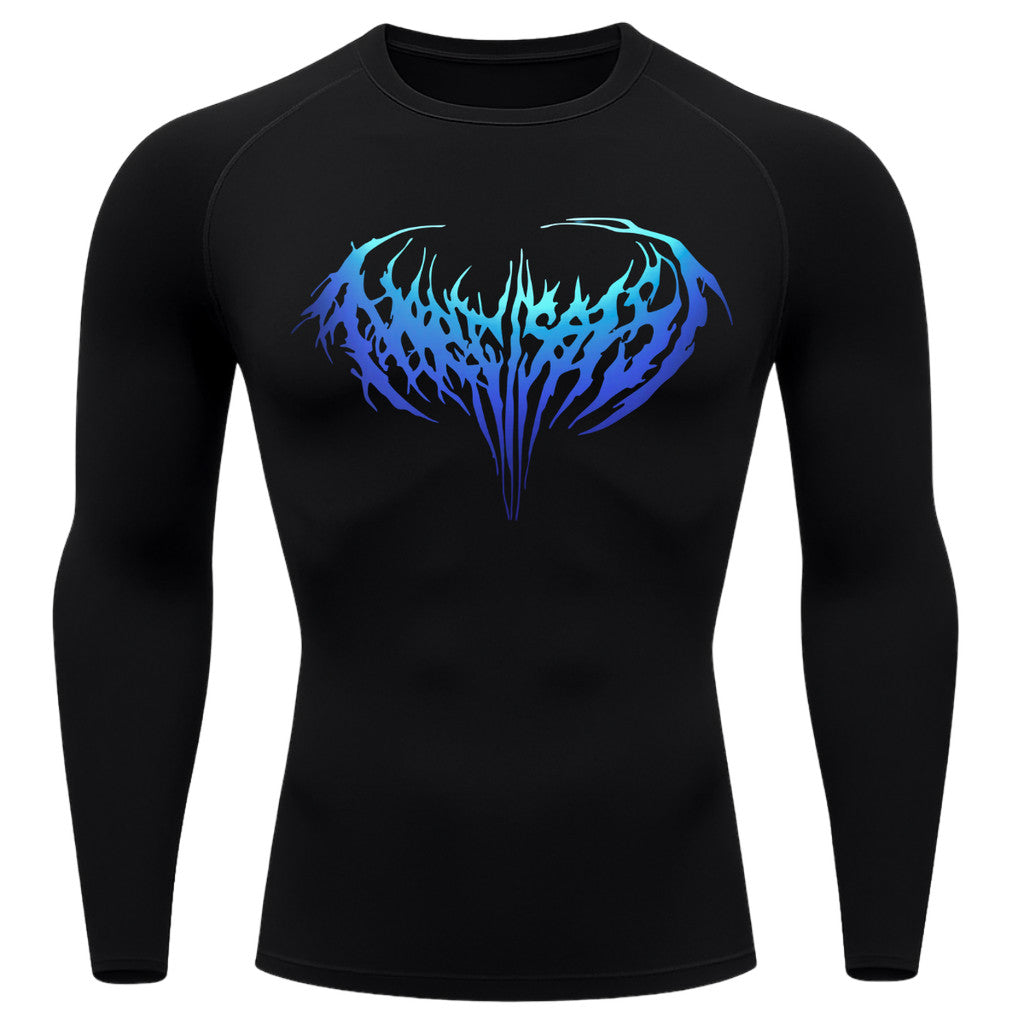 Camiseta Compressão Manga Longa Cyber Tribal Dark Metal Degradê