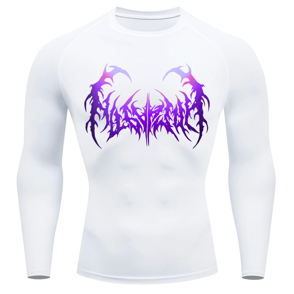 Camiseta Compressão Manga Longa Cyber Tribal Dark Metal Degradê