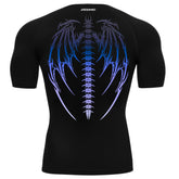 Camiseta Compressão Manga Curta Cyber Tribal Degradê Estilo Futurista Moda Alternativa Rash Guard