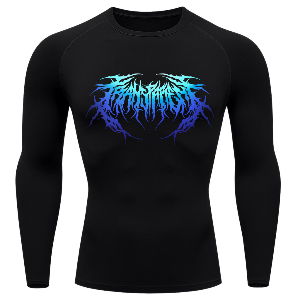 Camiseta Compressão Manga Longa Cyber Tribal Dark Metal Degradê