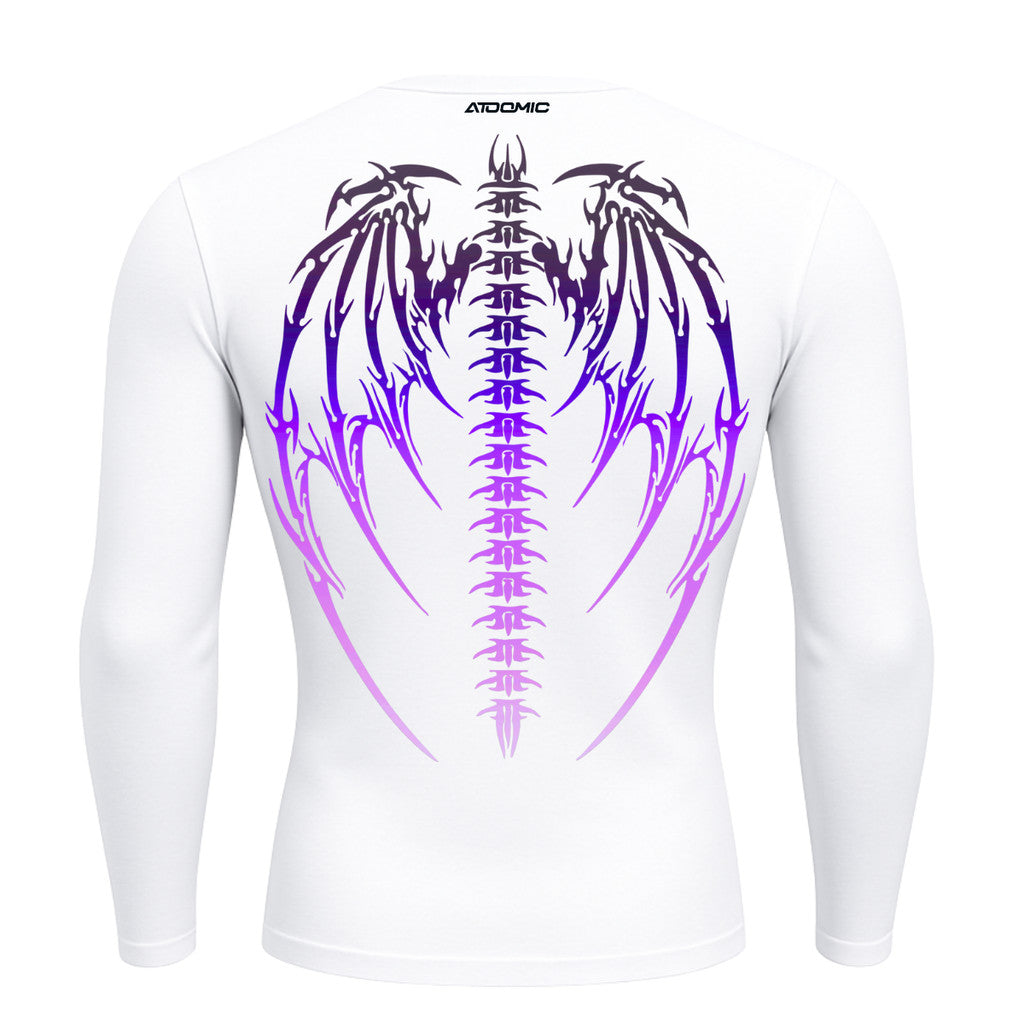 Camiseta Compressão Manga Longa Cyber Tribal Dark Metal Degradê