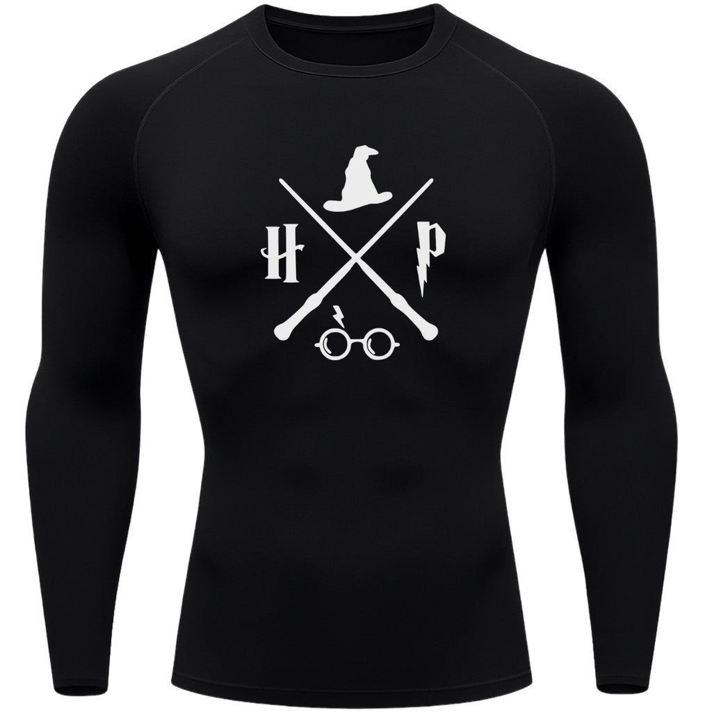 Camiseta Compressão Manga Longa Proteção UV Harry Potter Rash Guard