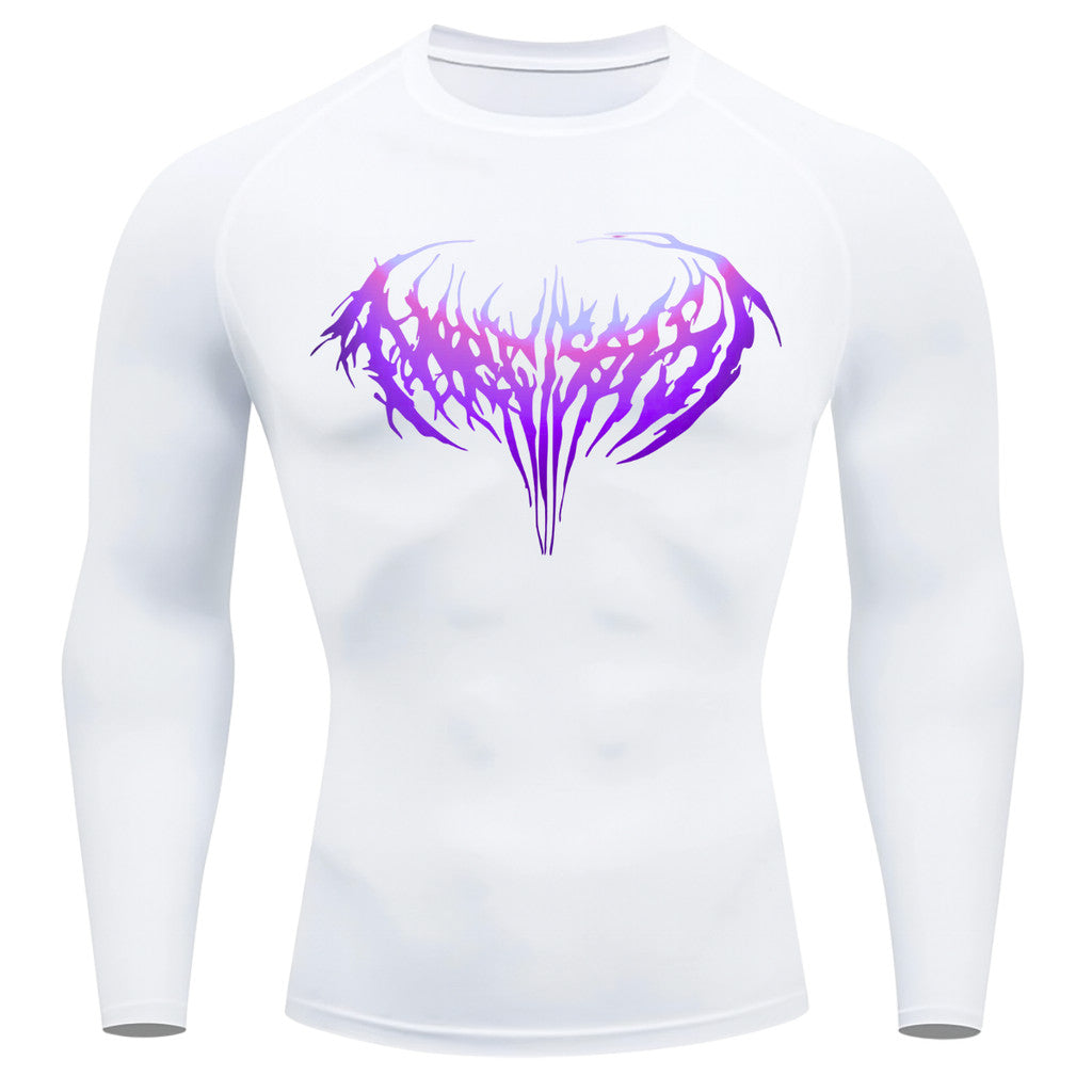 Camiseta Compressão Manga Longa Cyber Tribal Dark Metal Degradê