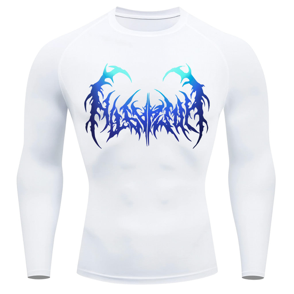 Camiseta Compressão Manga Longa Cyber Tribal Dark Metal Degradê