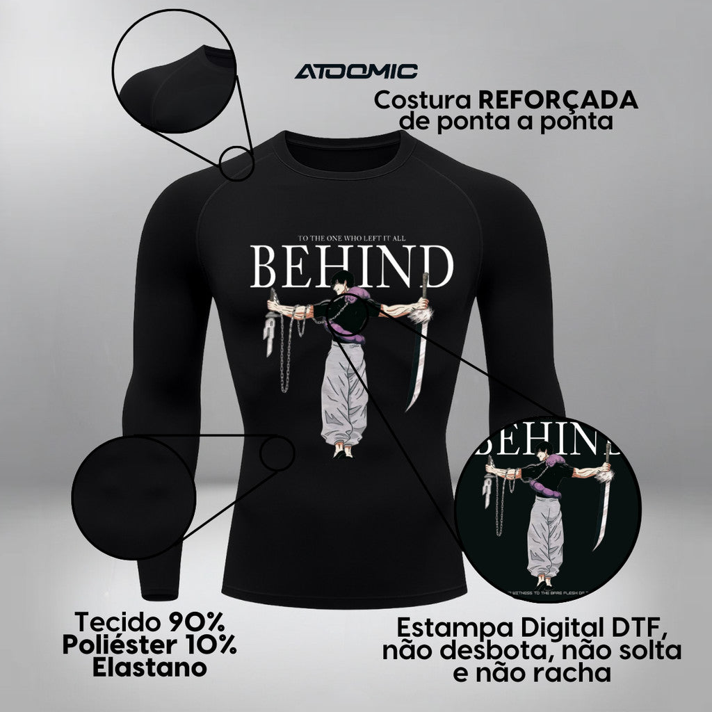 Camiseta Compressão Manga Longa Cyber Tribal Dark Metal Degradê