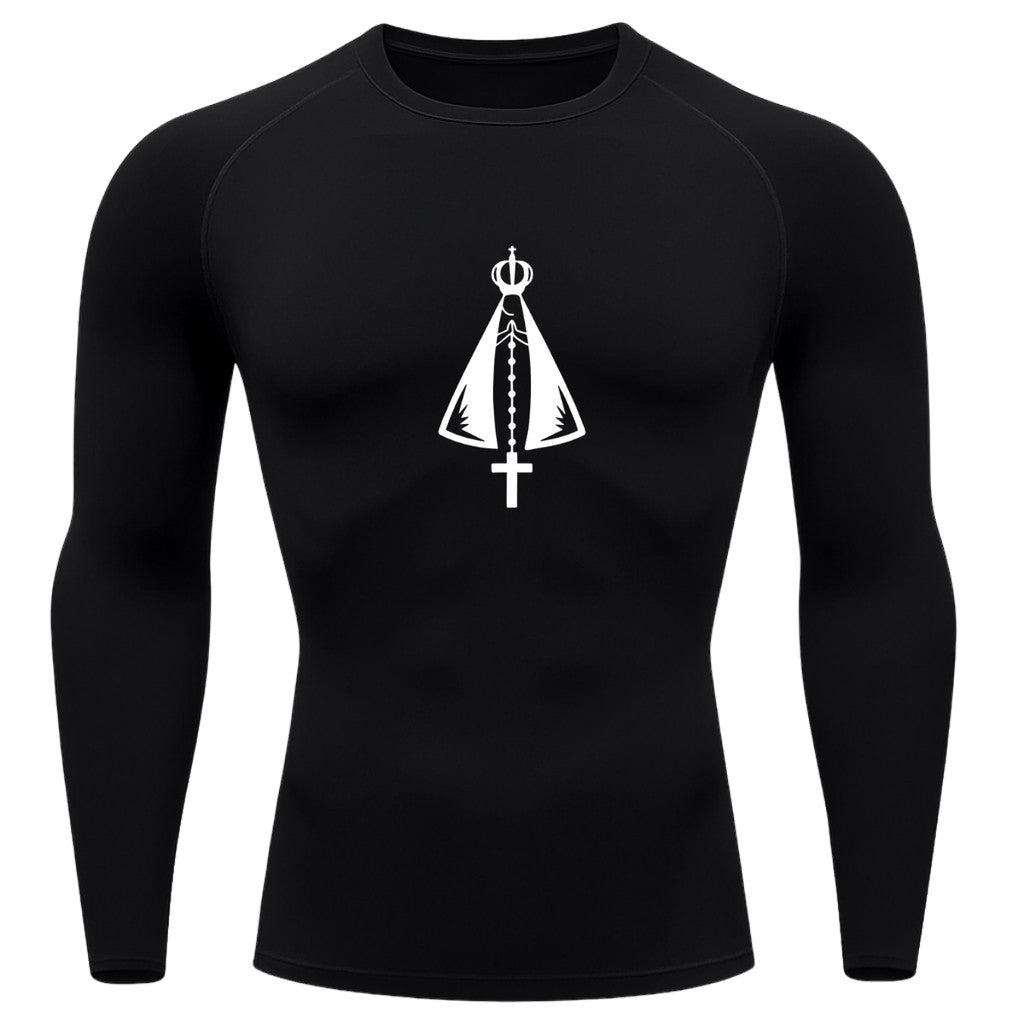 Camiseta Compressão Uv Manga Longa Estampa Da Roça Proteção Da Santa Rash Guard