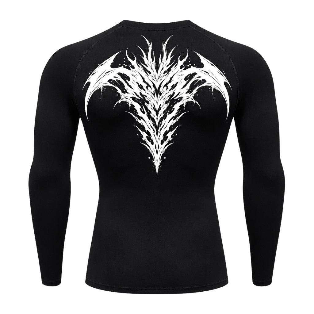 Camiseta Compressão Uv 50+ Manga Longa Cyber Tribal Atoomic Dark Vortex Sigil Rash Guard