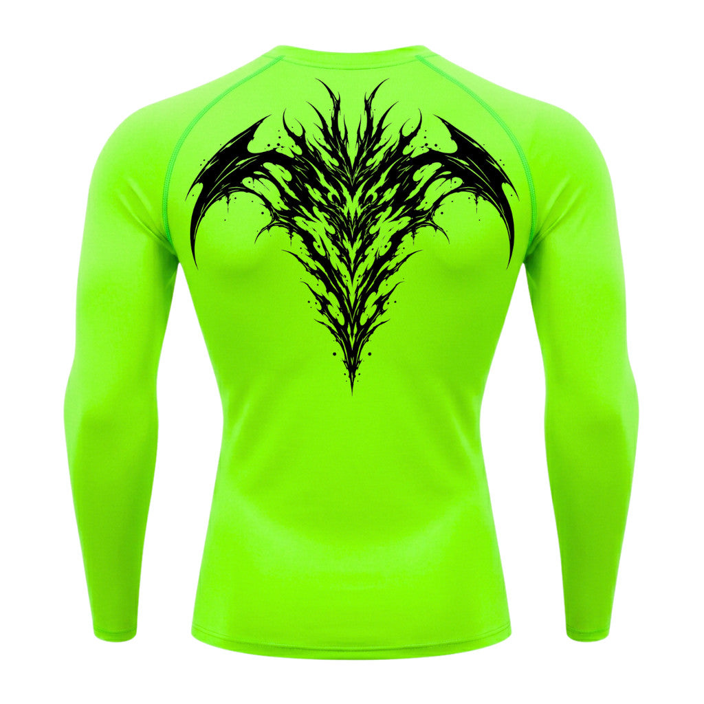 Camiseta Compressão Uv 50+ Manga Longa Cyber Tribal Atoomic Dark Vortex Sigil Rash Guard