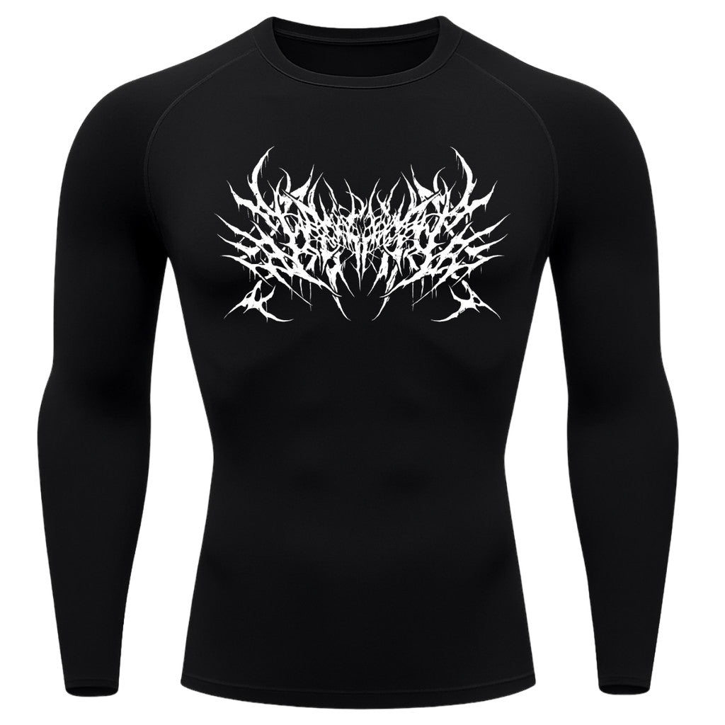 Camiseta Compressão Manga Longa Proteção Uv Segunda Pele Cyber Tribal Metal Dark Darknes Rash Guard