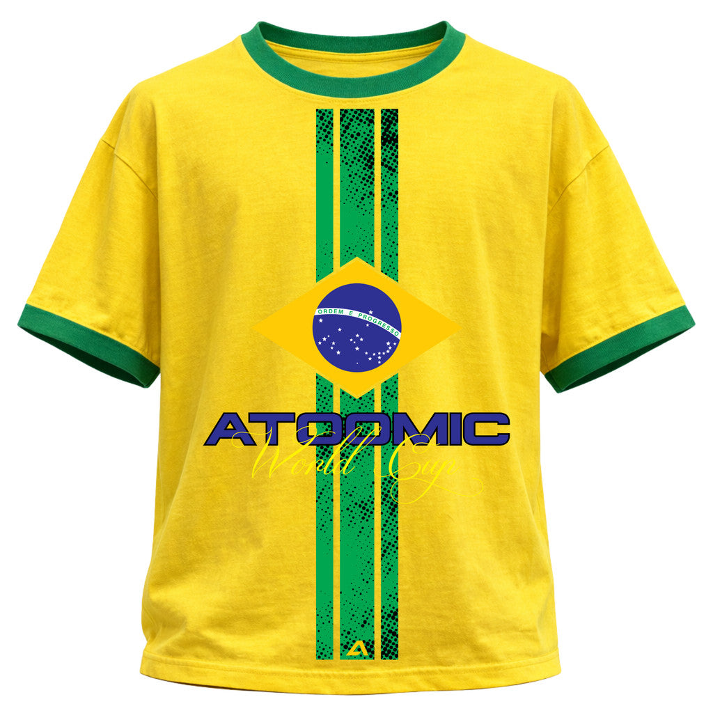Camiseta Algodão Gola E Manga Colorida Manga Curta UV Atoomic Brasil Edition Varias Cores