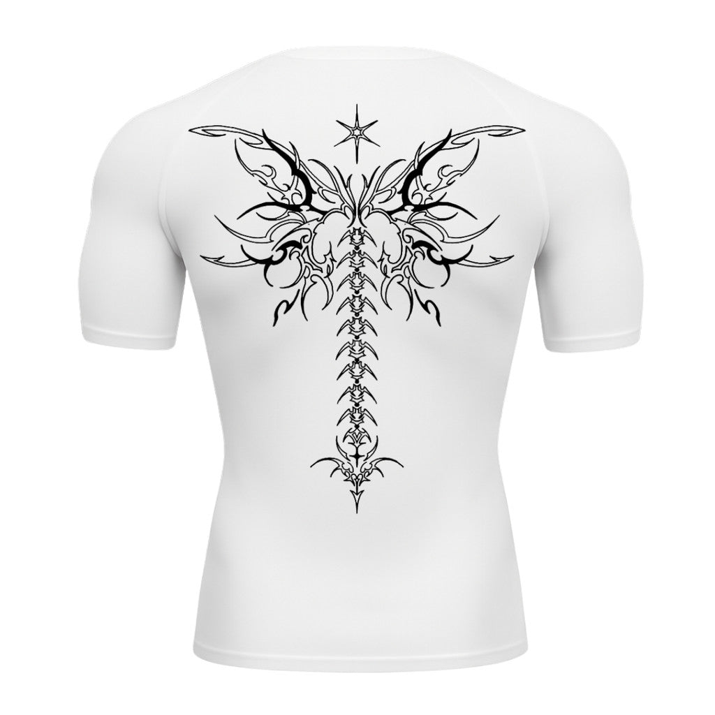 Camiseta Compressão Uv Manga Curta Cyber Tribal Shadow Stinger Wings Rash Guard