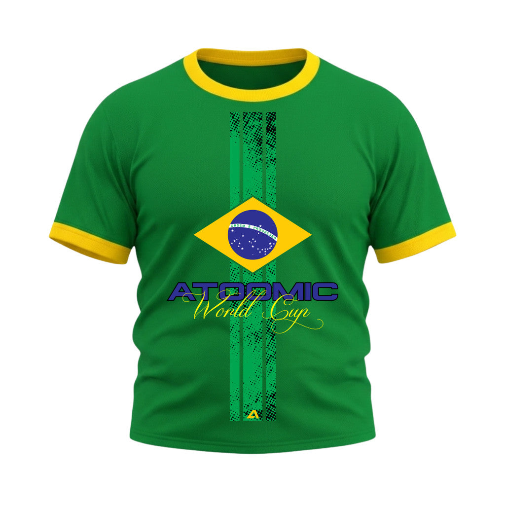 Camiseta Plus Size Gola E Manga Colorida Manga Curta UV Atoomic Brasil Edition Varias Cores