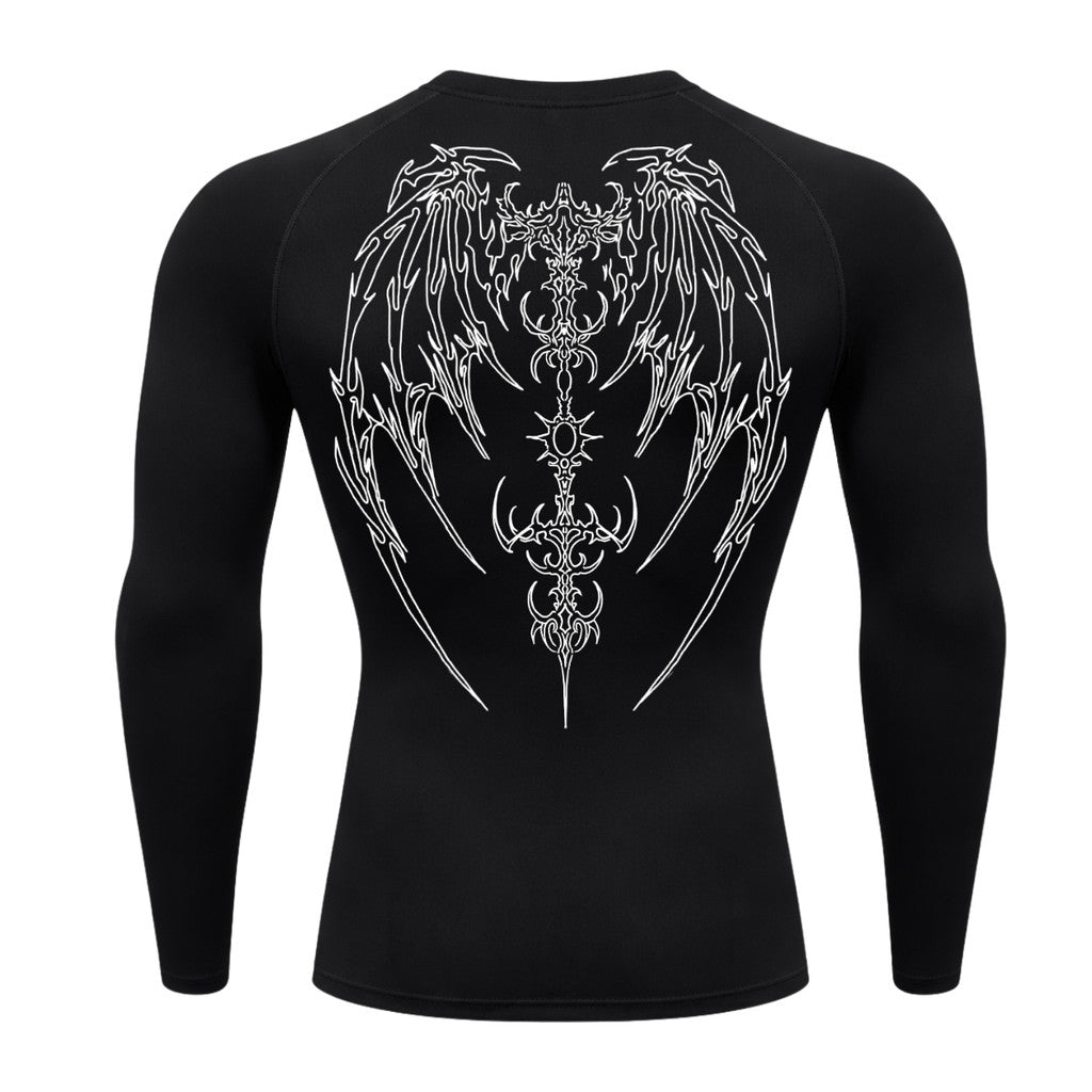 Camiseta Compressão Uv Manga Longa Cyber Tribal Phantom Wings Rash Guard