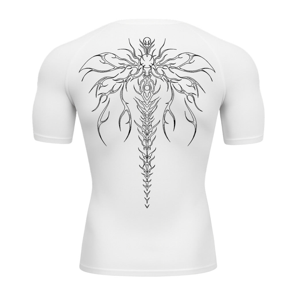 Camiseta Compressão Uv Manga Curta Cyber Tribal Chimera Spine Rash Guard