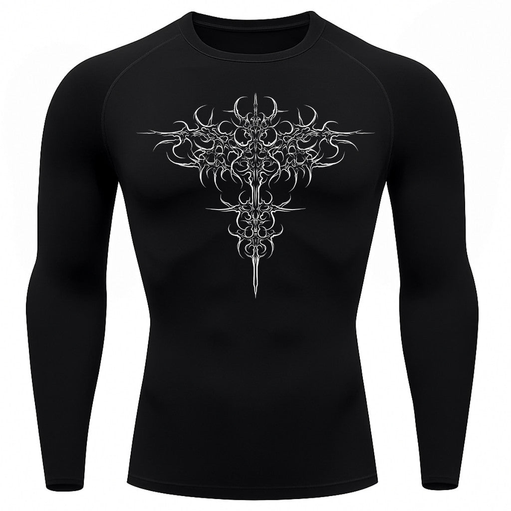 Camiseta Compressão Uv 50+ Manga Longa Cyber Tribal Savage Emblem Rash Guard