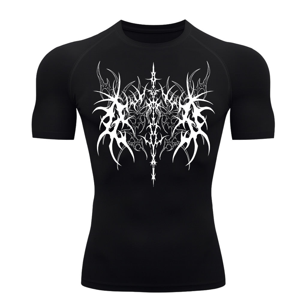 Camiseta Compressão Uv 50+ Manga Curta Cyber Tribal Dark Vanguard Rash Guard camisa