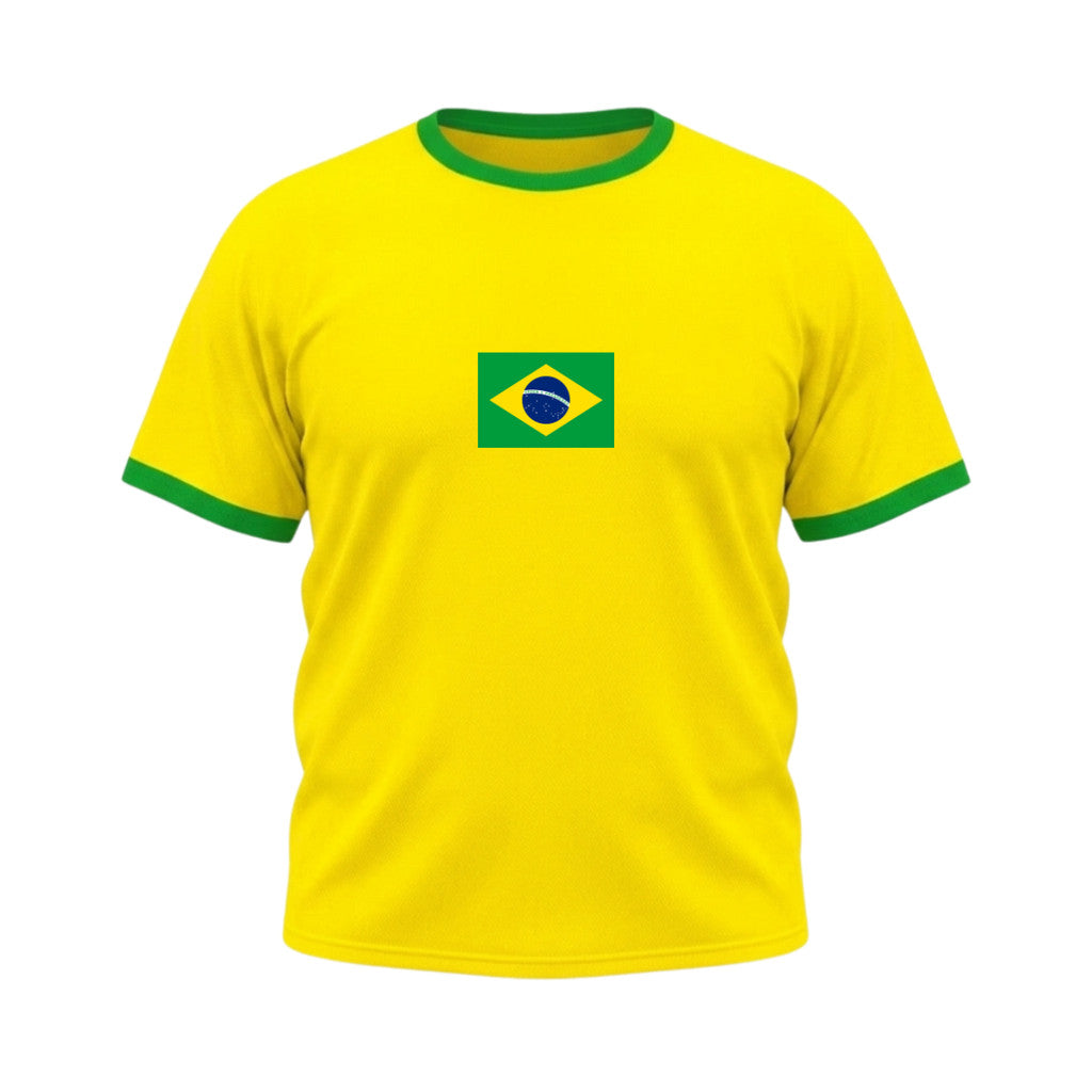 Camiseta Plus Size Manga Curta Bandeira Do Brasil Colorida